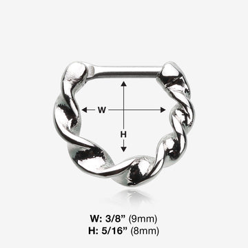 Detail View 1 of Figaro Twist Septum Clicker Ring-Steel